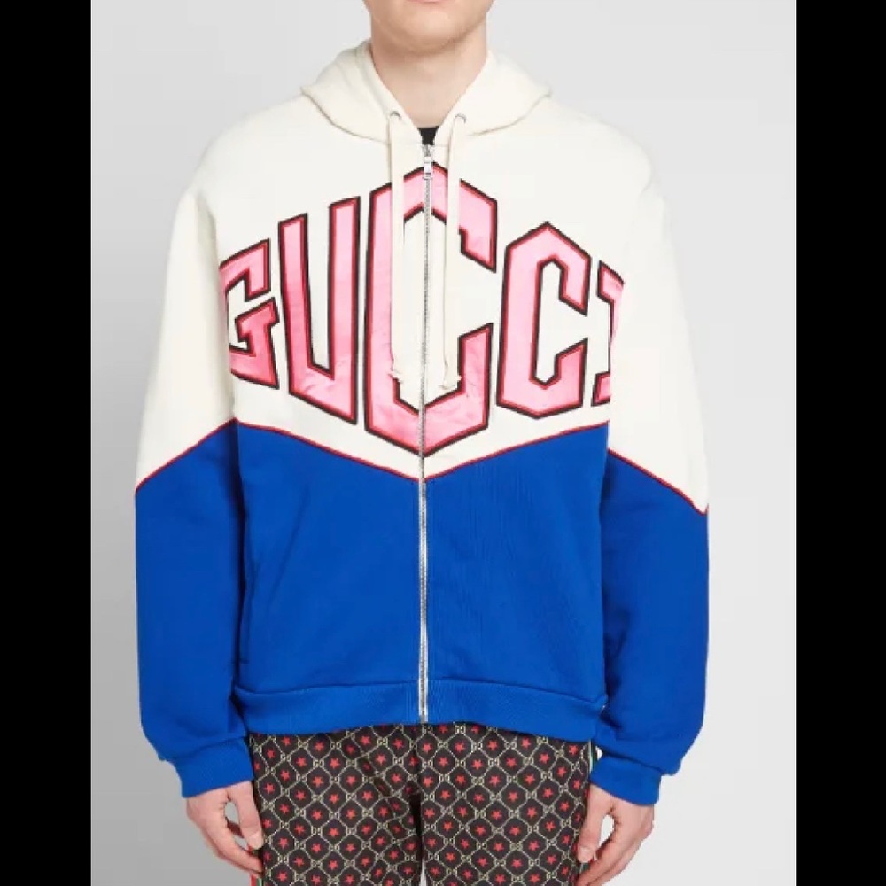 Gucci Multi Color Hooded Sweatshirt With Gucci  Embroidery Sz S - Picture 3 of 11